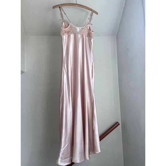 Vintage Nightgown Slip Dress Size M Satin Lace Romantic Fairy Maxi Chemise Y2K - Picture 4 of 10